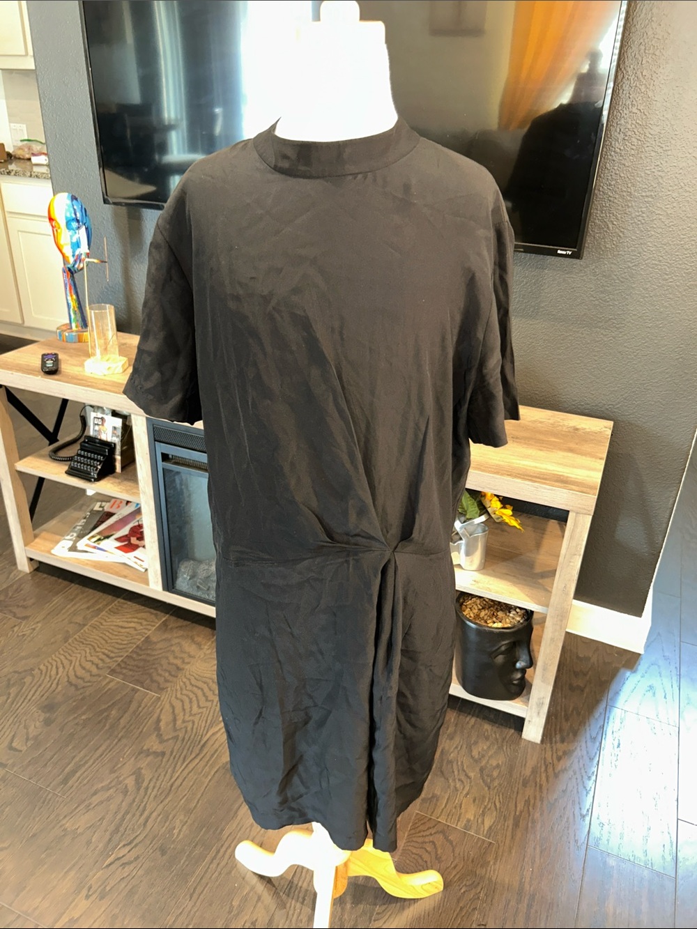 rag & bone Black Short-Sleeve Tie-Front Shirt Dress